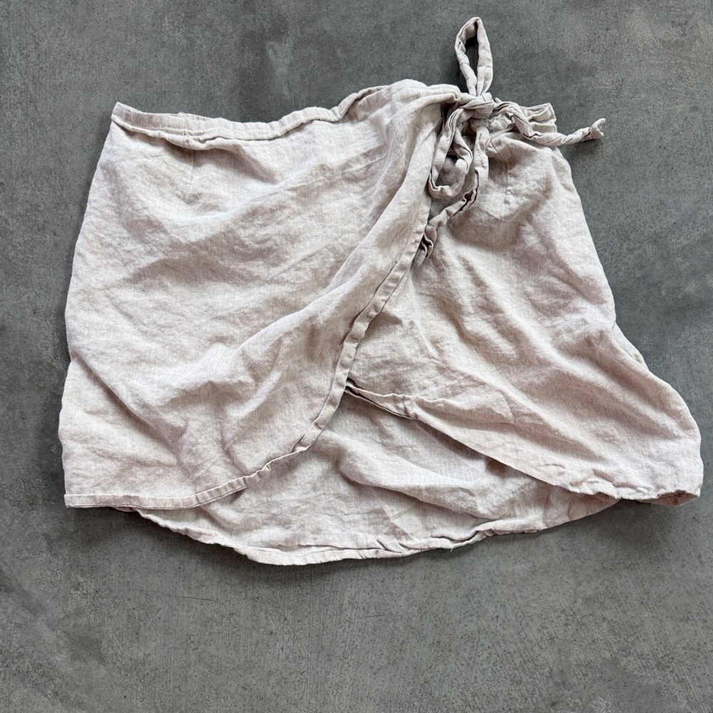 Linen Cream boho bikini cover up skirt